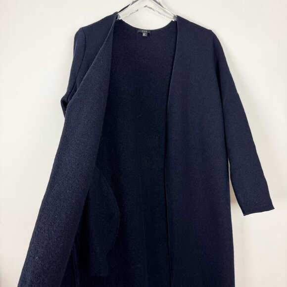 COS Longline Cardigan Women's XS Midnight Blue 100% Wool Open Front Coat-Sweater - Picture 6 of 15